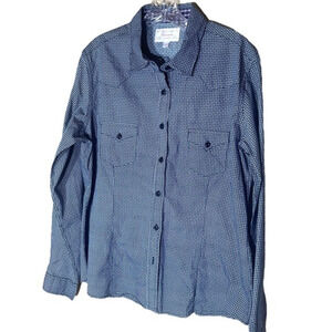 Panhandle Long‎ Sleeve Button Up Western Shirt Black White Large